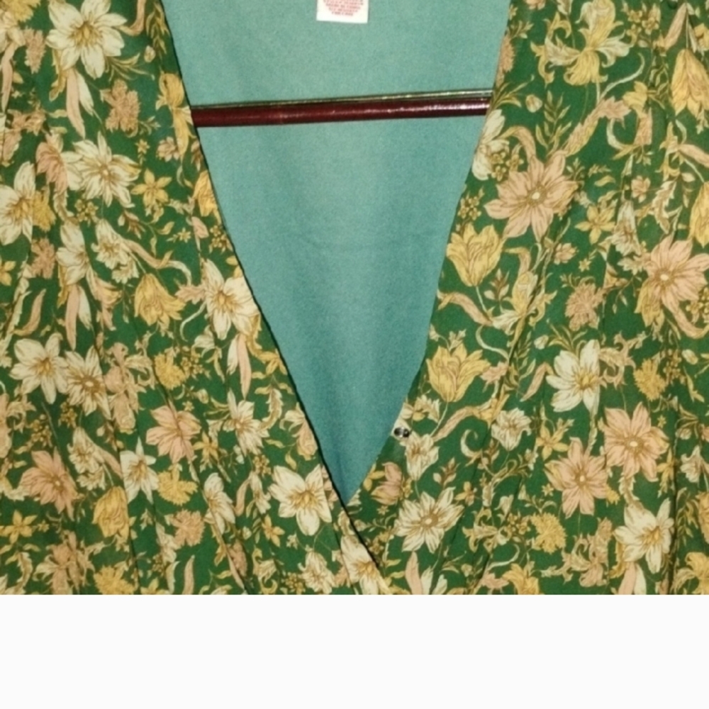 Floral Green and Yellow Wrap Dress